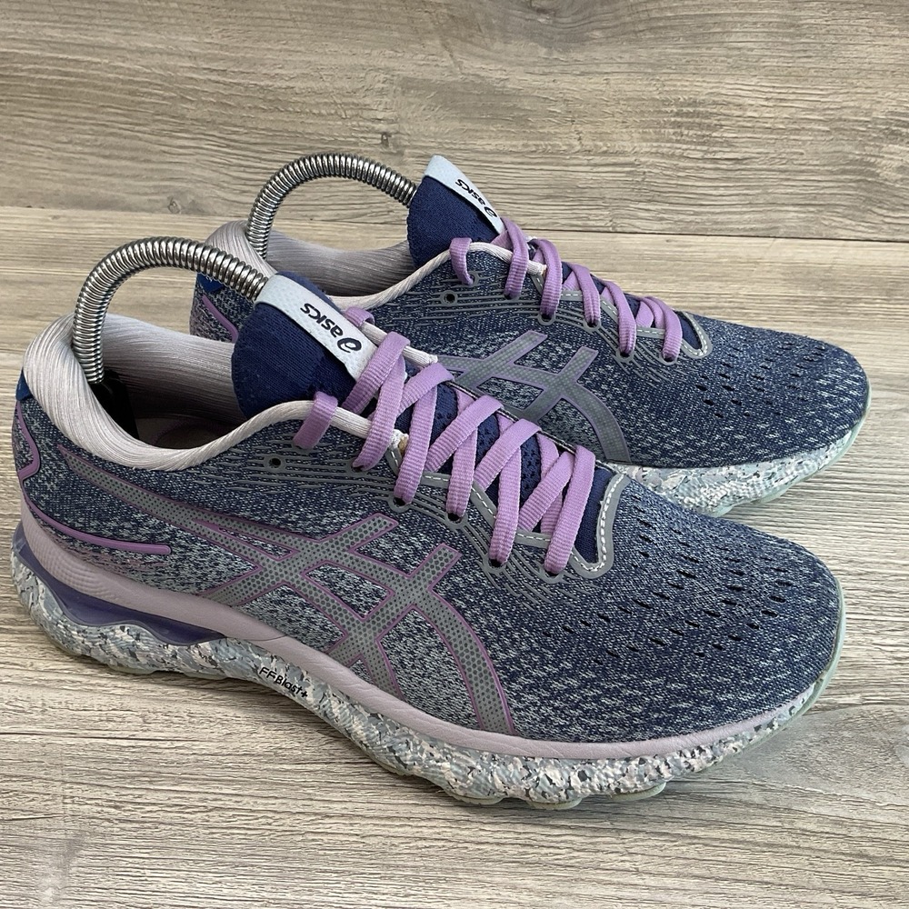 Asics Womens Gel Nimbus 24 1012B201 Purple Teal Running Shoes Sneakers Size 9